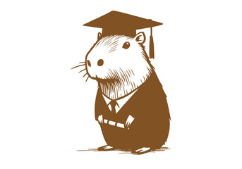 Capybara in School Life hand drawn vector illustration
