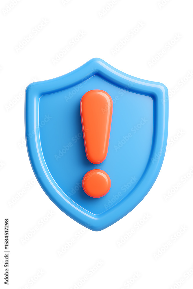 Poster alert safety shield 3d render isolated on a transparent background