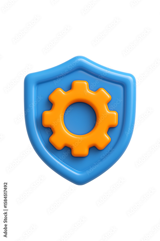 Poster protection settings 3d shield icon isolated on a transparent background