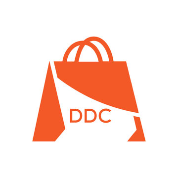 Modern Shopping Bag Logo Design with DDC Text &ndash; Retail, Ecommerce and Store Branding Icon. DDC Letter Logo.
