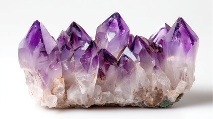 Fototapeta premium Amethyst cathedral cluster on white