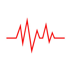 A red heartbeat line is isolated on white background