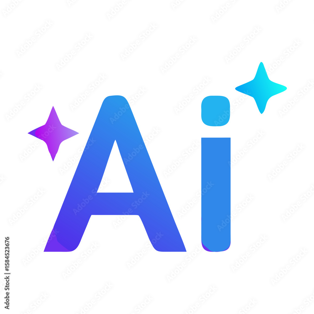 Aufkleber the letters ai with sparkles are isolated on white background, representing artificial intelligence