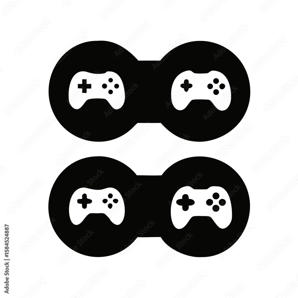 Aufkleber four game controller icons are isolated on white background
