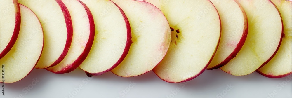 Poster sliced apples arranged vertically with a fading effect into the background for a fresh and vibrant d