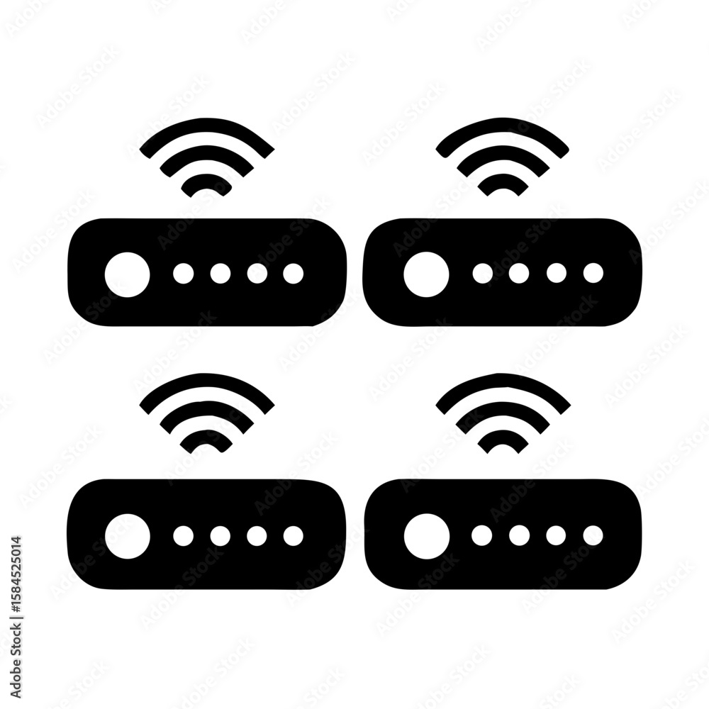 Aufkleber four router icons with wifi signals are displayed isolated on white background