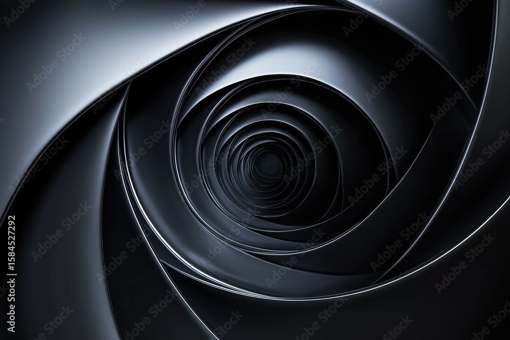 Poster abstract black spiral background with elegant shapes modern wallpaper design for web and print featu