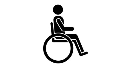 A black silhouette of a person in a wheelchair, symbolizing accessibility and mobility