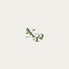 XP letter luxury wedding monogram design organic leaf logo bold initial concept