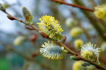 Springtime close up image of a willow tree in England