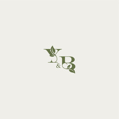 YB letter luxury wedding monogram design organic leaf logo bold initial concept