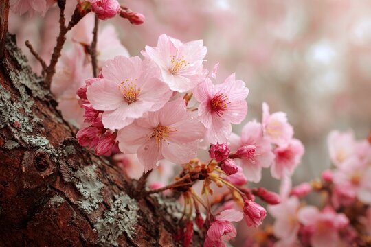 Springtime flowering cherry tree