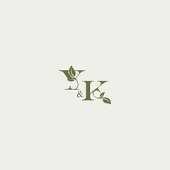 YK letter luxury wedding monogram design organic leaf logo bold initial concept