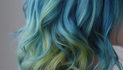 Lime green softly blending into powder blue, producing a calm, gentle fade between the shades.