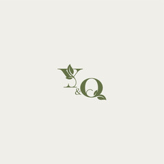 YQ letter luxury wedding monogram design organic leaf logo bold initial concept