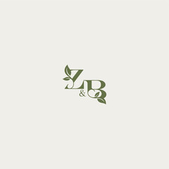 ZB letter luxury wedding monogram design organic leaf logo bold initial concept