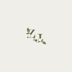 ZJ letter luxury wedding monogram design organic leaf logo bold initial concept