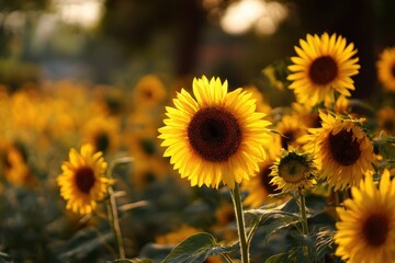 Obraz premium stunning sunflowers in the garden