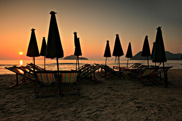 Manow Beach Famous tourist attractions of (Wing 5) Military Base in Prachuap khiri khan city, Prachuap khiri khan province, Thailand