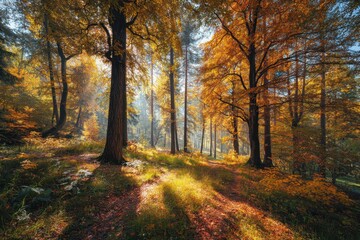 Obraz premium Sunny autumn woods