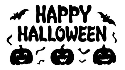 Happy Halloween typography with flying bats vector.