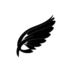 Naklejka premium Black Wing Logo Design – Minimalist Elegant Feather Icon on White Background
