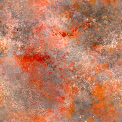 Abstract blurry painted seamless pattern Orange, peach, apricot, red, pink, grey tones Grunge effect Grainy multicolor background © Olga