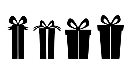  Gift boxes with ribbon icons Set. Gift box flat silhouette set.
