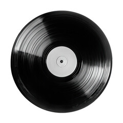 Obraz premium Vintage Vinyl Record: A Classic Piece of Music History, Black and White Label, Close-up Shot