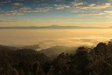 Scenic landscape of Doi Miang and Doi Thong viewpoint. The highest viewpoint in Pai District at Mae...