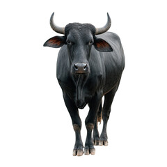 Fototapeta premium Majestic Black Buffalo Portrait Against a Dark Background: A Striking Image of a Powerful Animal