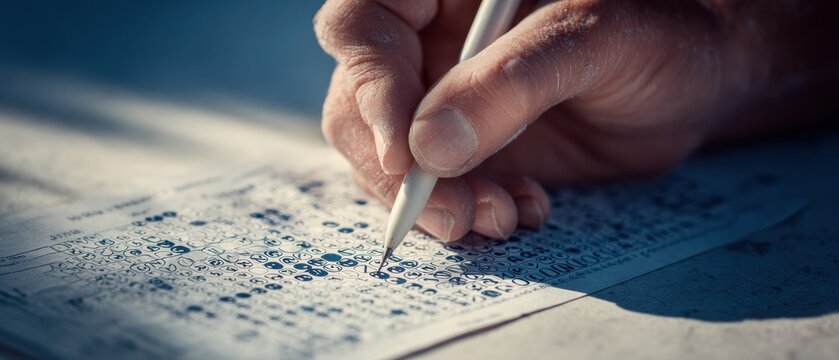 Premium Close-Up of Hand Filling Out Lottery Ticket Authentic Financial Hope and Anticipation for Millennials in Modern Marketing and Sweepstakes Campaigns