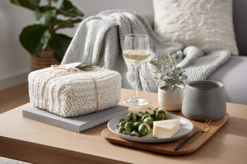 cozy minimalist christmas celebration in usa focusing on unique thoughtfully crafted gifts