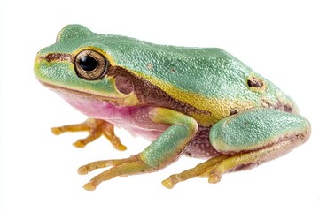 Obraz premium Tiny tree frog set against a white backdrop