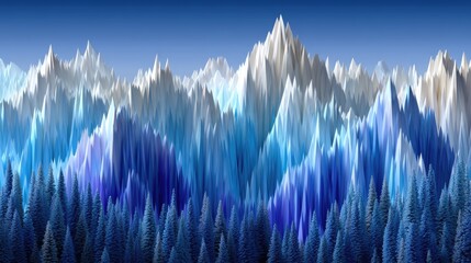 Abstract blue white mountains nature