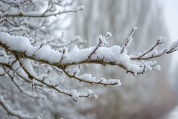 Tree branch with snow