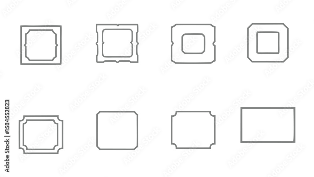 Poster minimal square and rectangular frame outline set in simple geometric style