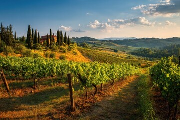 Fototapeta premium Tuscany region vineyard