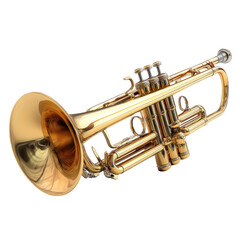 Obraz premium A Stunning Gold Trumpet: A Close-Up View of a Polished Brass Musical Instrument
