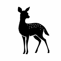 Silhouette of a Fawn Standing with White Spots on its Back Vector Art