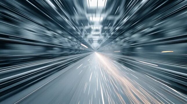 Dynamic and futuristic image showcasing a high-tech corridor filled with streaks of light, symbolizing speed, innovation, and the advancement of technology in modern environments.
