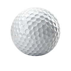 A shiny 3D golf ball in vivid white with precise dimples, realistic texture, and a clean, polished finish.