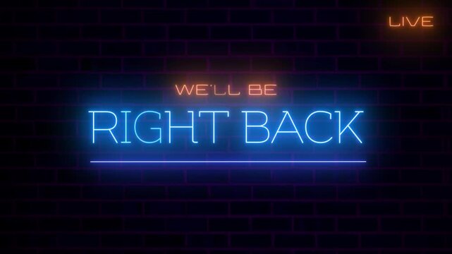 We'll Be Right Back Neon Flicker Animation, Lives tream Intermission Screen