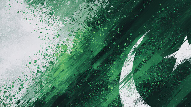 Green and White Abstract Background with Pakistan Flag Elements - Independence Day Loop Animation - Powered by Adobe