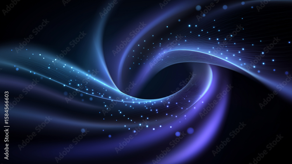 Poster clean and vibrant abstract vector design representing ai data processing with glowing nodes, swirlin