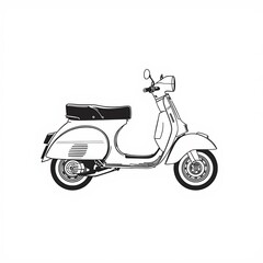Obraz premium Retro scooter illustration in black and white, showcasing its classic design and Italian style.