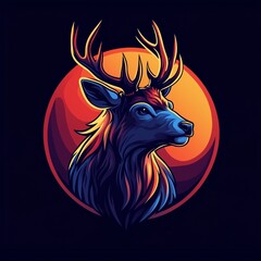 Modern mascot logo of stag for cyber players, video game teams, social networks.