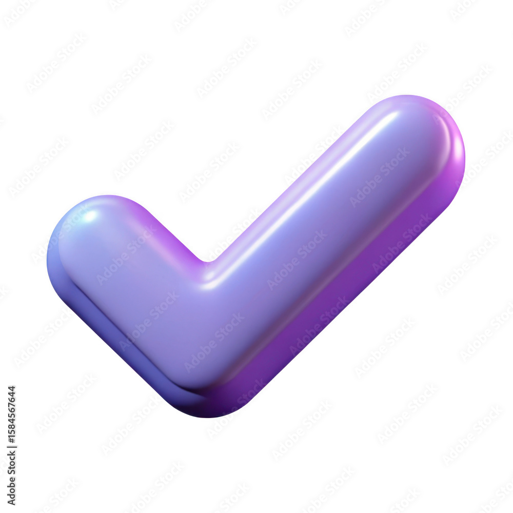 Poster 3d glossy checkmark icon isolated on transparent background
