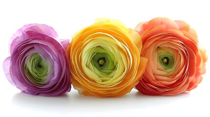 Colorful Ranunculus Flowers in Pink Yellow and Orange with Soft Lighting for Floral Arrangements and Botanical Decor