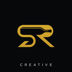 sr initial liquor wine Logo modern luxury elegant vector icon company